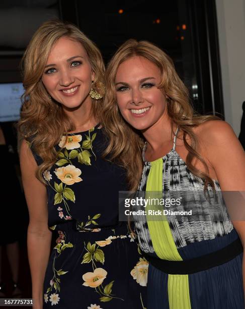 Recording Artists Sarah Darling and Laura Bell Bundy attend the 14th annual T.J. Martell Foundation Nashville Best Cellars dinner at the Bridge...
