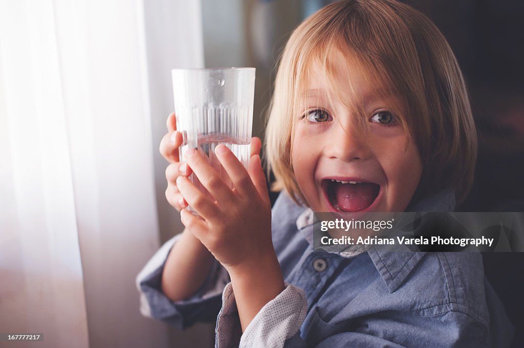 Happy little water drinker