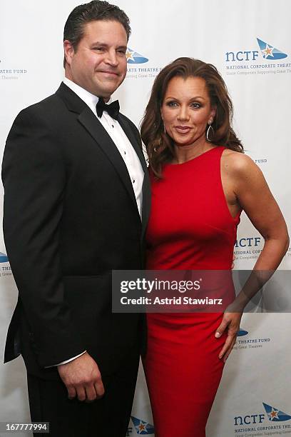 Jim Skrip and actress Vanessa Williams, wearing a dress designed by Azadeh attend the National Corporate Theatre Fund 2013 Chairman's Award Gala at...