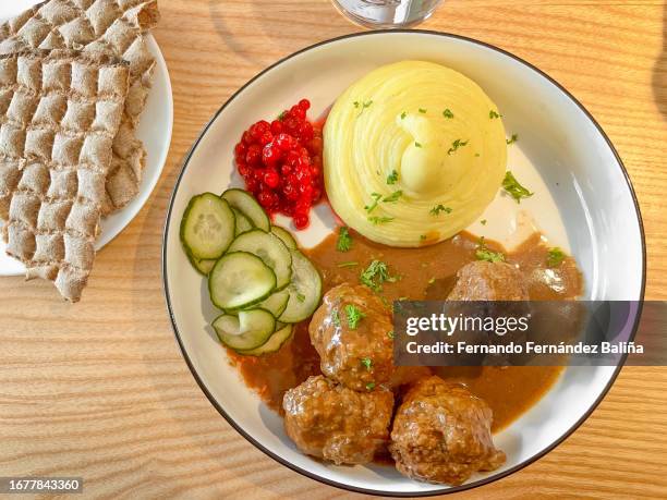 köttbullar (swedish metballs) - meatball stock pictures, royalty-free photos & images