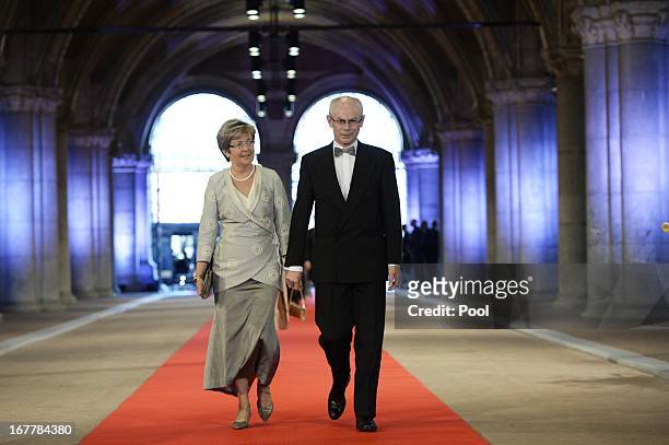President of the European Council Herman van Rompuy and his wife Geertrui Windels arrive to attend a dinner hosted by Queen Beatrix of The...