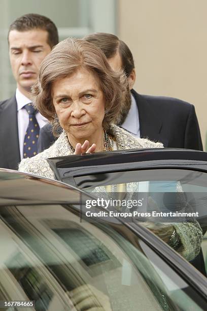 Queen Sofia of Spain attends Dali Exhibition at Reina Sofia Museum on April 26, 2013 in Madrid, Spain.