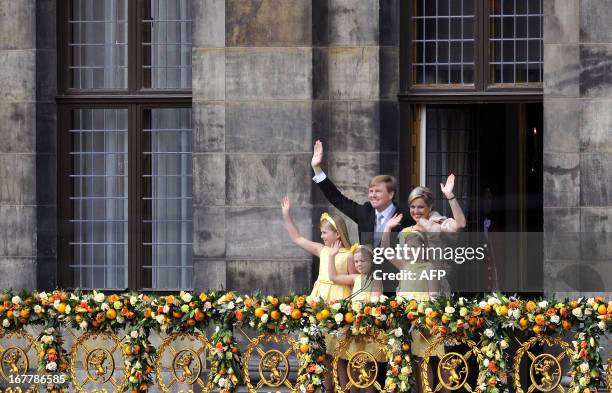 King Willem-Alexander of the Netherlands, his wife Queen Maxima and their children Catharina-Amalia, Princess of Orange , Princess Ariane and...