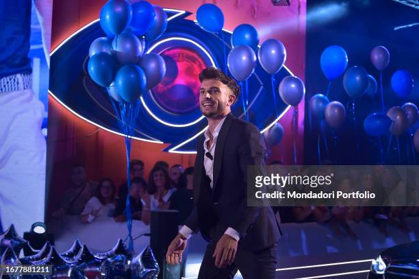 Italian janitor and barman Giuseppe Garibaldi during the entry of the competitors in the first episode of the broadcast "Grande Fratello 8" in Rome,...