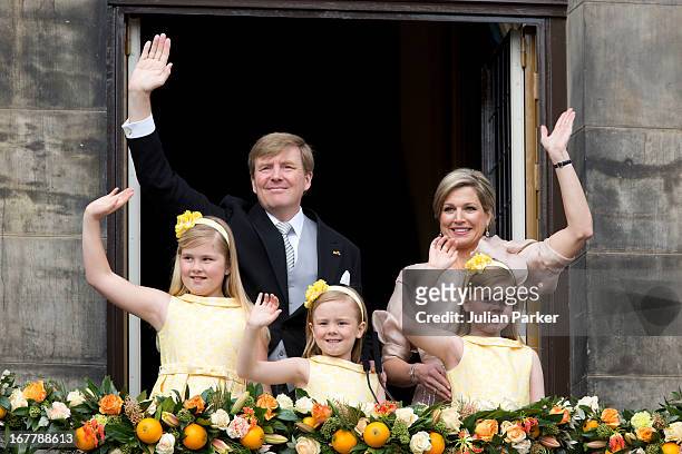 King Willem Alexander of the Netherlands and HM Queen Maxima of the Netherlands with their daughters Princess Catharina Amalia, Princess Ariane and...