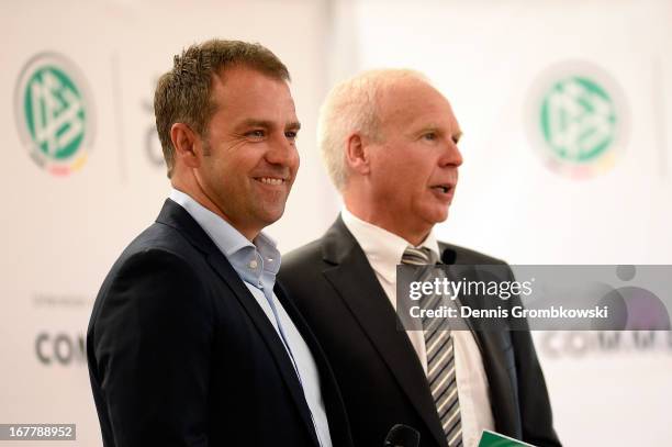 Assistant coach Hans-Dieter Flick attends the launch of the DFB and Commerzbank Junior Coach Program on April 30, 2013 in Mainz, Germany.