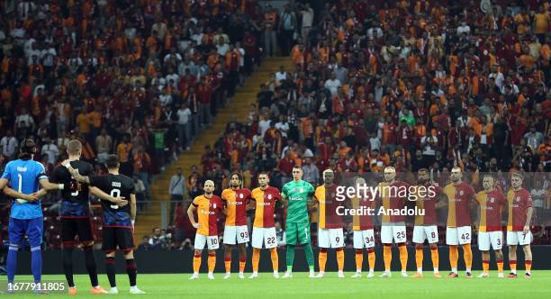 Players of Galatasaray and FC Kobenhavn pay tribute to the ones who lost their lives in the Morocco earthquakes ahead of the UEFA Champions League...