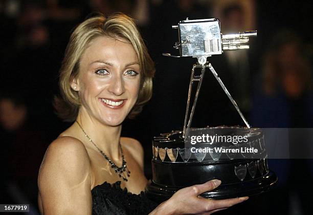 Paula Radcliffe poses with the BBC Sports Personality of the Year Award at BBC Television Centre in London on December 8, 2002.