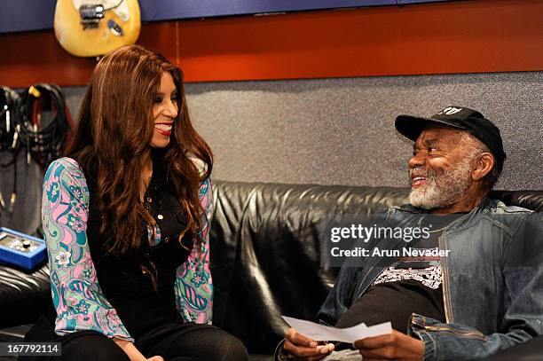 Jazz singer Kaylene Peoples and flutist Hubert Laws attend the Kaylene Peoples "My Man" Recording Session with Hubert Laws at The Mouse House Studio...