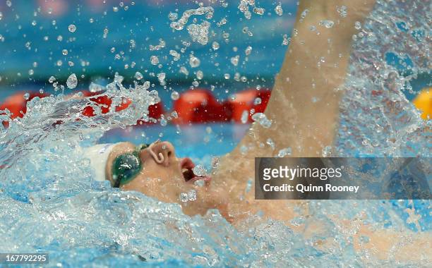 Matson Lawson of Australia competes in the Men's 200 Metre Backstroke during day five of the Australian Swimming Championships at SA Aquatic and...