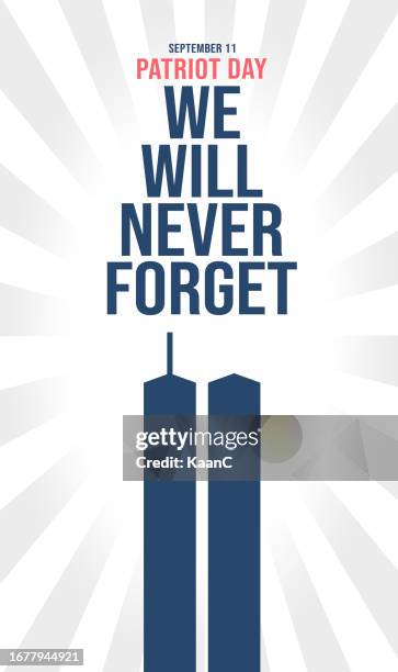 bildbanksillustrationer, clip art samt tecknat material och ikoner med september 11. patriot day vector illustration, 911 remembrance, twin towers. homage to 9/11. usa flag. we will never forget. vector stock illustration - twin towers manhattan