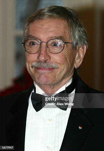 Playwright Edward Albee, a former Kennedy Center Honoree, arrives for a reception of the 2002 Kennedy Center Honors December 8, 2002 at the White...
