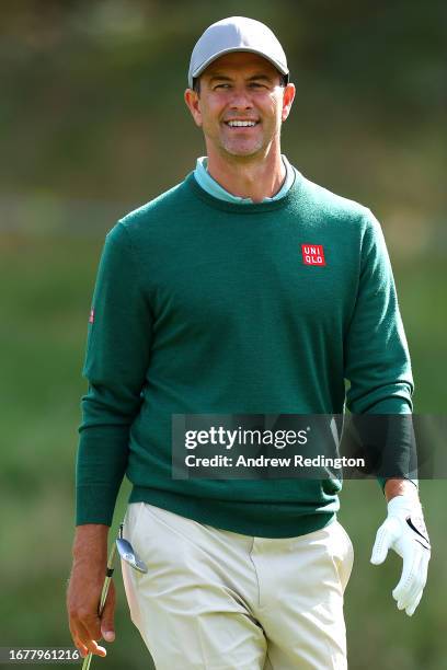 Adam Scott of Australia on the 7th hole during the Pro-Am prior to the BMW PGA Championship at Wentworth Golf Club on September 13, 2023 in Virginia...