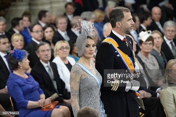 Princess Letizia of Spain and Prince Felipe of Spain attend the inauguration ceremony of HM King Willem Alexander of the Netherlands and HM Queen...