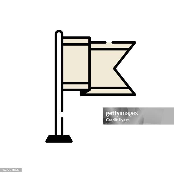 flag simple line icon - white flag stock illustrations