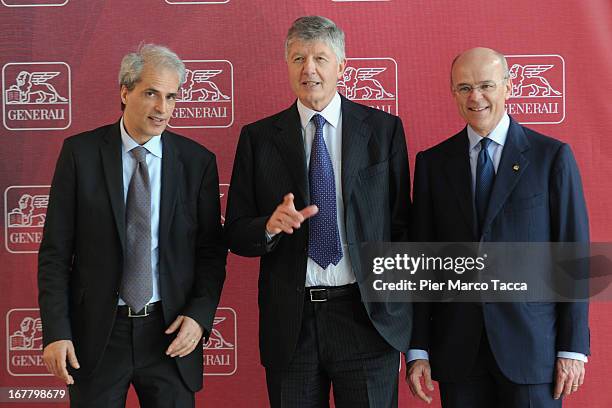 Director of Assicurazioni Generali Sergio Balbinot,President Gabriele Galateri di Genola and Chief executive officer of Assicurazioni Generali SpA...