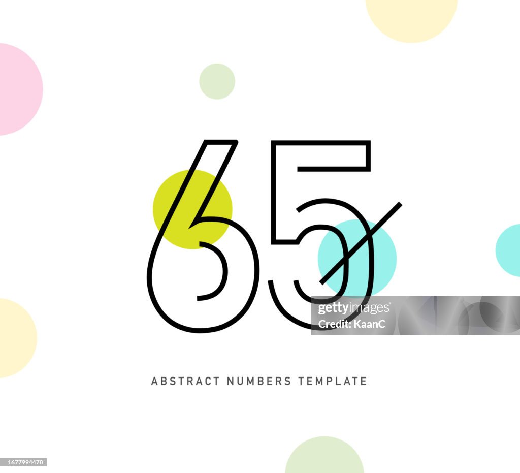 Plantilla de número abstracto. Plantilla de número de aniversario aislada, etiqueta de icono de aniversario, ilustración vectorial de símbolo de aniversario