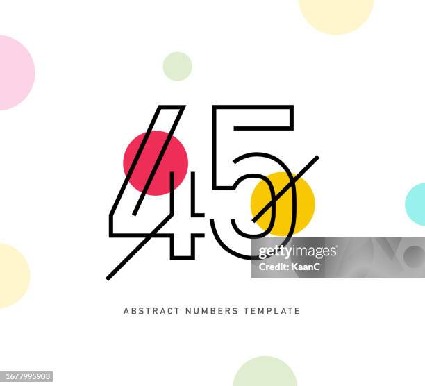 abstract number template. anniversary number template isolated, anniversary icon label, anniversary symbol vector stock illustration - number 45 stock illustrations