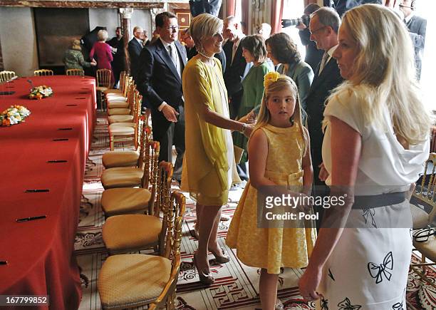 The daughters of Prince Willem-Alexander of the Netherlands and wife Princess Maxima of the Netherlands Catharina Amalia attends the abdication...