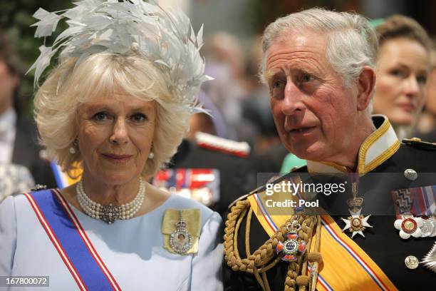 Prince Charles, Prince of Wales and Camilla, Duchess of Cornwall attend the inauguration of HM King Willem Alexander of the Netherlands and HRH...