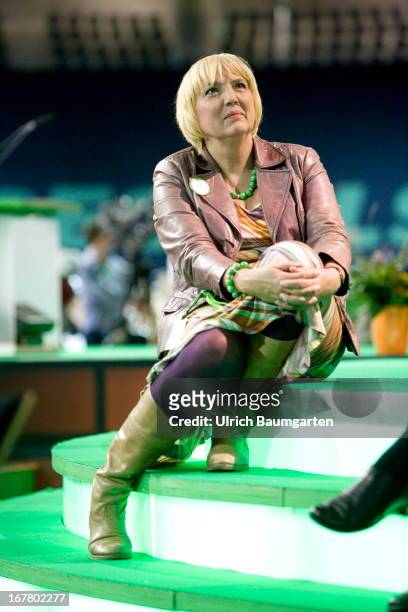 Claudia Roth, Chairwoman of the green political party Alliance '90/The Greens , during the German Greens Party party congress on April 26, 2013 in...