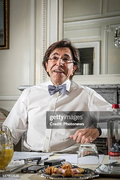 Belgian Prime Minster Elio Di Rupo poses during an interview on April 23, 2013 in Brussels, Belgium.