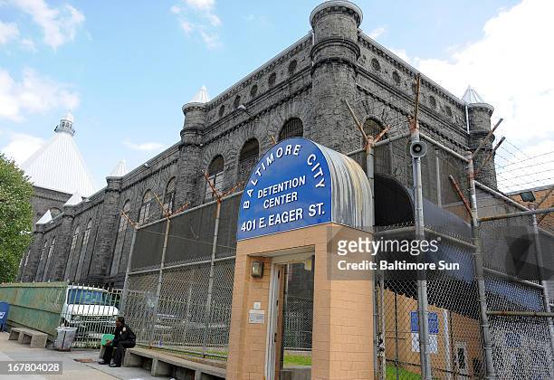The entrance of the Baltimore City Detention Center on E. Eager Street with the Maryland State Penitentiary in the background is seen April 23, 2013....