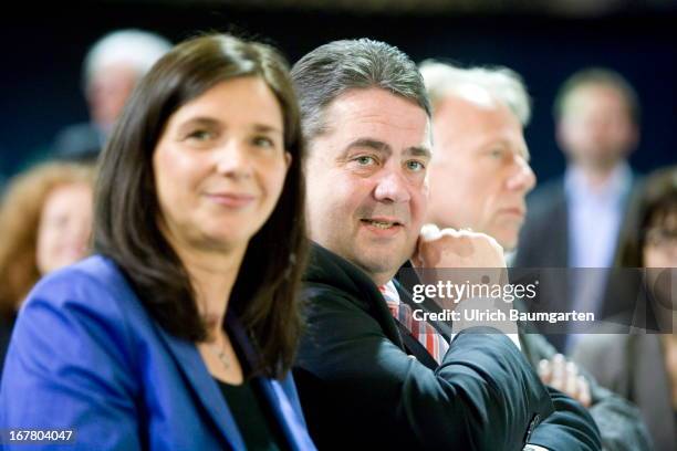 Katrin Goering-Eckardt, Leading Candidate of the Greens for the Federal Elelection 2013, Sigmar Gabriel, Federal Chairman of the SPD, and Juergen...