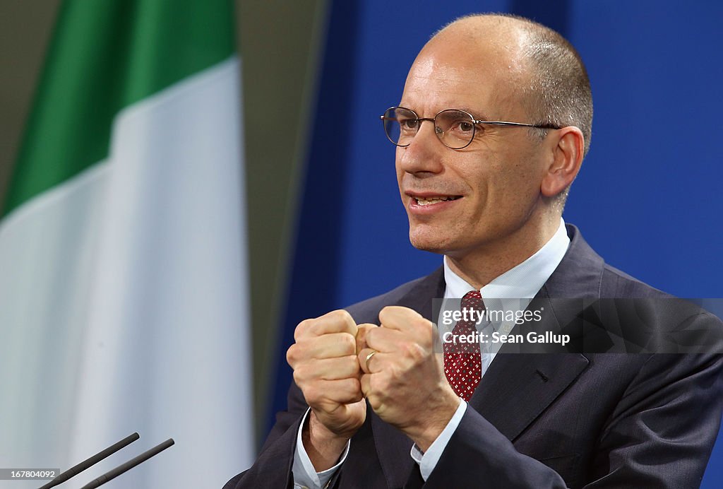 New Italian Prime Minister Letta Meets With Merkel In Berlin