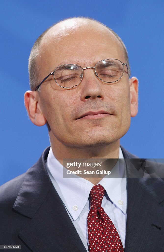 New Italian Prime Minister Letta Meets With Merkel In Berlin