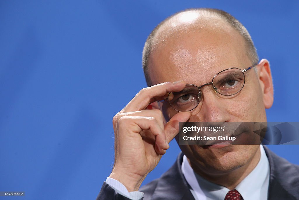 New Italian Prime Minister Letta Meets With Merkel In Berlin