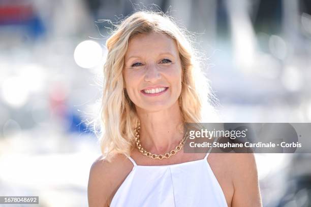 Alexandra Lamy attends the "Killer Coaster" photocall during the 25th La Rochelle Fiction Festival on September 13, 2023 in La Rochelle, France.