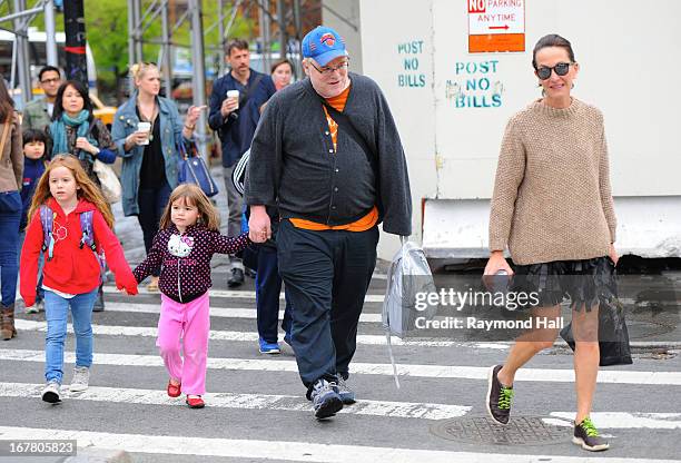Philip Seymour Hoffman, Willa Hoffman and Tallulah Hoffman are seen in the West Village on April 30, 2013 in New York City.
