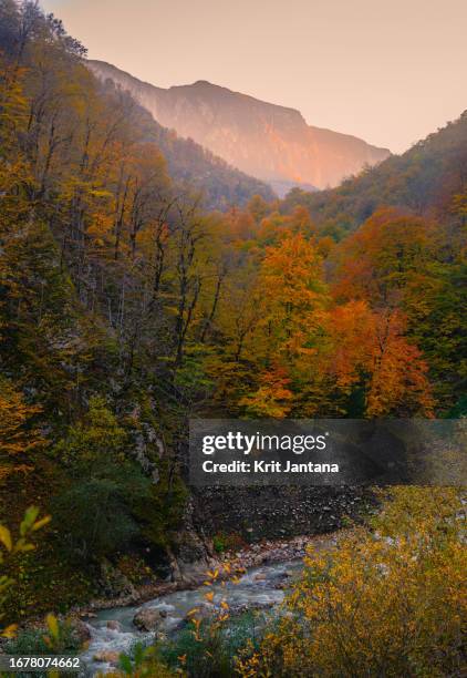 azerbaijani mountain range during autumn - azerbaijan stock pictures, royalty-free photos & images