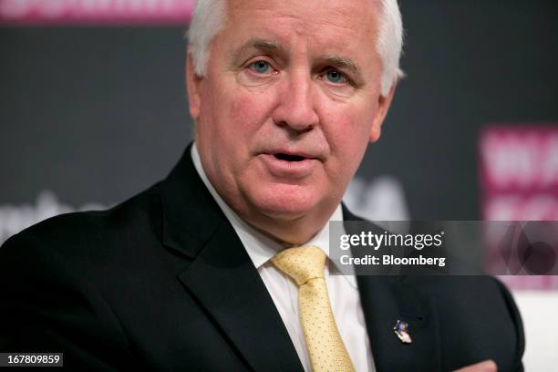 Thomas "Tom" Corbett, governor of Pennsylvania, speaks at the Bloomberg Link Economic Summit in Washington, D.C., U.S., on Tuesday, April 30, 2013....