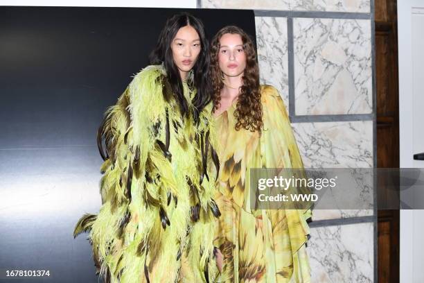 Backstage at the Roberto Cavalli Spring 2024 Ready To Wear Fashion Show on September 20, 2023 in Milan, Italy.