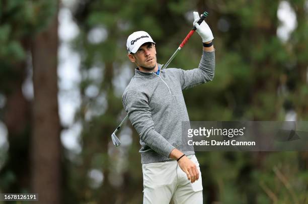 Gareth Bale of Wales the former Welsh International and premier league and Real Madrid footballer plays a shot during the pro-am prior to the BMW PGA...