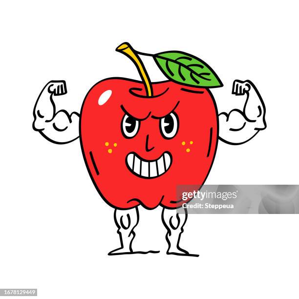 kräftiger apfel - cartoon arms stock-grafiken, -clipart, -cartoons und -symbole