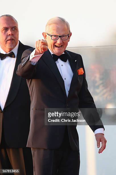 Herman van Rompuy arrives at the Muziekbouw following the water pageant after the abdication of Queen Beatrix of the Netherlands and the Inauguration...