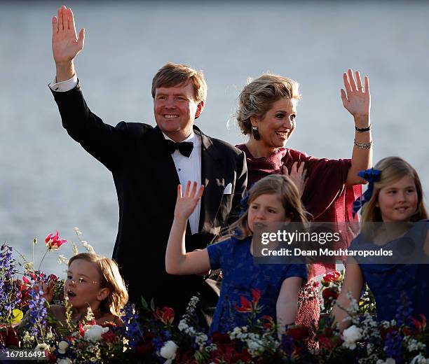 King Willem Alexander of the Netherlands, Queen Maxima of the Netherlands and their daughters Princess Catharina Amalia, Princess Ariane and Princess...