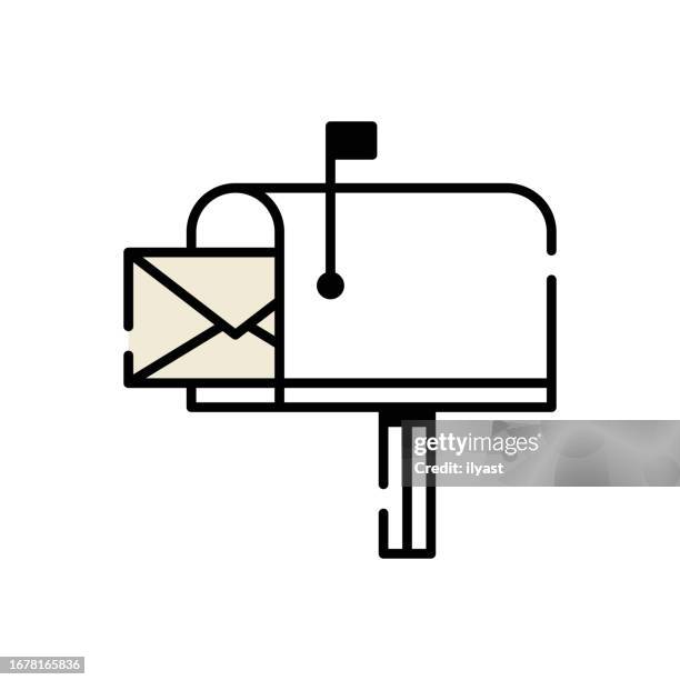 briefkasten einfaches liniensymbol - zeitungsrolle briefkasten stock-grafiken, -clipart, -cartoons und -symbole