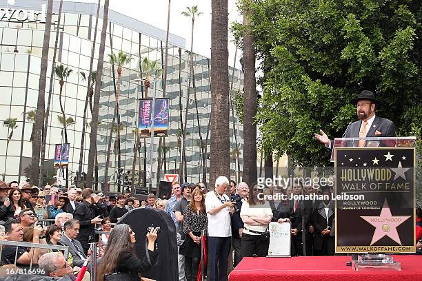 Shotgun Tom" Kelly attends the ceremony honoring him with a star on The Hollywood Walk of Fame held on April 30, 2013 in Hollywood, California.