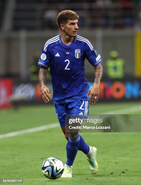 Giovanni Di Lorenzo of Italy in action during the UEFA EURO 2024 European qualifier match between Italy and Ukraine at Stadio San Siro on September...