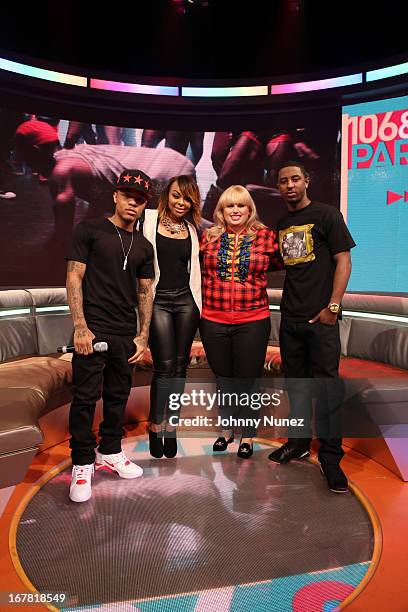 Actress/comedian Rebel Wilson visits BET's "106 & Park" with hosts Bow Wow , Paigion , and Shorty Da Prince , at BET Studios on April 29 in New York...
