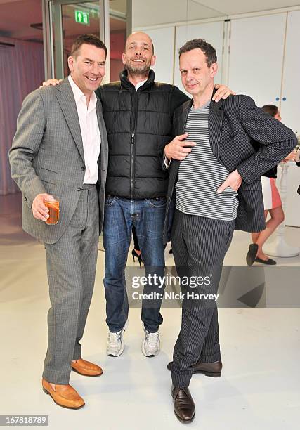 Bill Amberg, Max Wigram and Tom Dixon attend the opening of the Conde Nast College of Fashion and Design on April 30, 2013 in London, England.