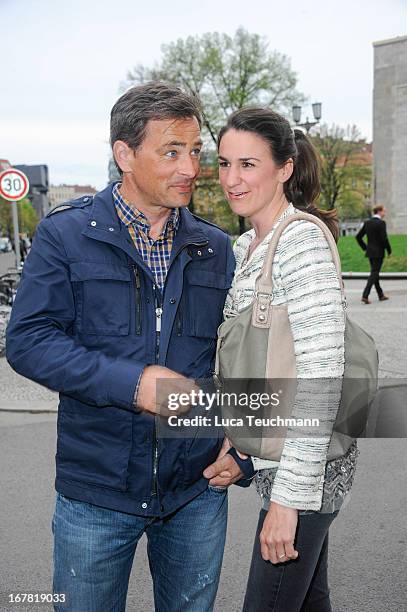 Jan Sosniok and Nadine Moellers attends the premiere of 'Helene Fischer 'Allein im Licht' at Babylon on April 30, 2013 in Berlin, Germany.