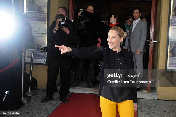 Helene Fischer attends the premiere of 'Helene Fischer 'Allein im Licht' at Babylon on April 30, 2013 in Berlin, Germany.