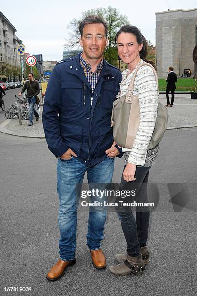 Jan Sosniok and Nadine Moellers attends the premiere of 'Helene Fischer 'Allein im Licht' at Babylon on April 30, 2013 in Berlin, Germany.