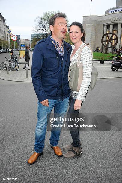 Jan Sosniok and Nadine Moellers attends the premiere of 'Helene Fischer 'Allein im Licht' at Babylon on April 30, 2013 in Berlin, Germany.