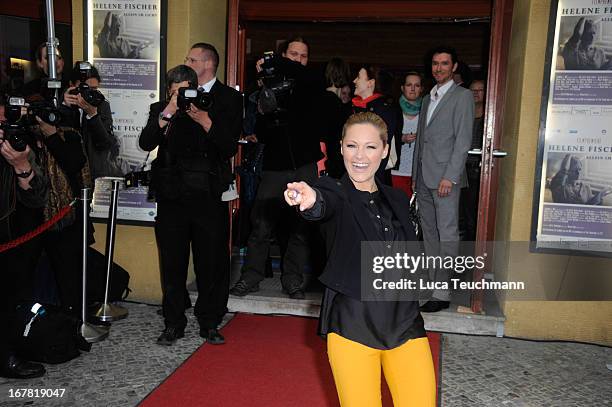 Helene Fischer attends the premiere of 'Helene Fischer 'Allein im Licht' at Babylon on April 30, 2013 in Berlin, Germany.